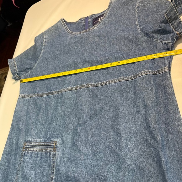 Coastal Grandma Vtg Cottagecore 90s Vintage Women Large Denim Jeans Maxi Dress - Picture 7 of 7